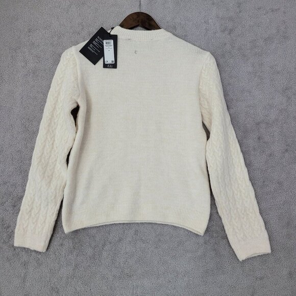 NWT Vero Moda Womens Cable Knit Sweater Medium Cream Polyester Polyamide  JPT - Picture 2 of 8
